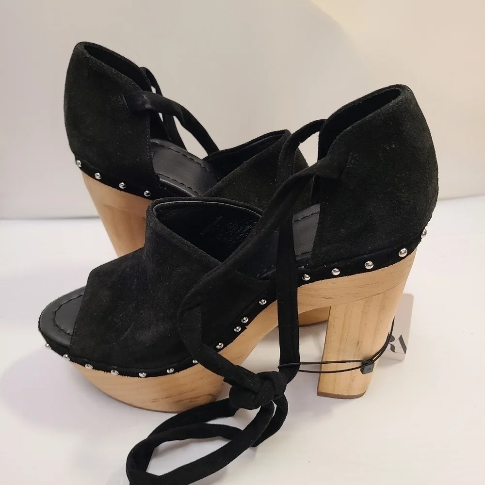 ZARA HIGH-HEEL LEATHER SANDALS - LIMITED EDITION BLACK SIZE 8 | 4305/110